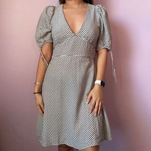 Polka Dotted Knee Length Dress